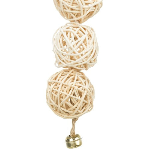 Trixie 3 Rotan Ballen Met Bel Aan Touw Naturel - SPEELGOED - BrokjesKoning.nl