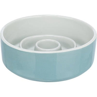 Trixie Voerbak Slowfeeding Keramiek Grijs / Blauw - VOER/DRINKBAKKEN - BrokjesKoning.nl