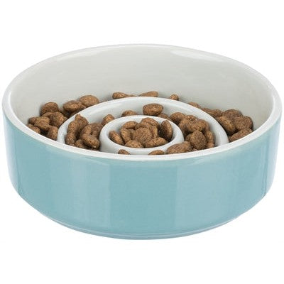 Trixie Voerbak Slowfeeding Keramiek Grijs / Blauw - VOER/DRINKBAKKEN - BrokjesKoning.nl