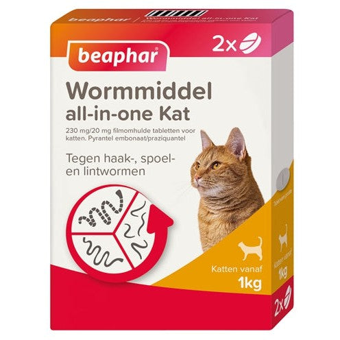 Beaphar Wormmiddel All-In-One Kat - BESTRIJDINGSARTIKELEN - BrokjesKoning.nl