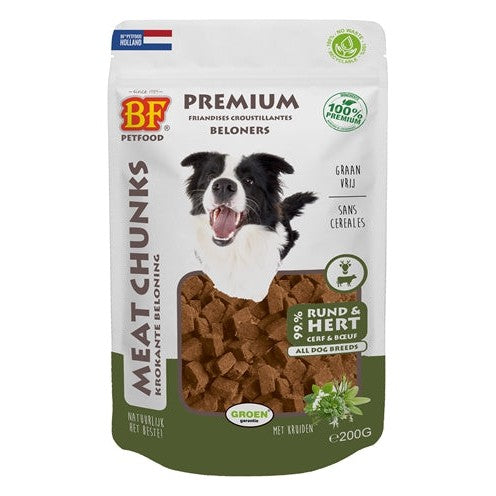 Bf Petfood Meat Chunks Rund En Hert - SNACKS KOEK - BrokjesKoning.nl
