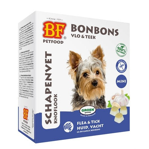 Bf Petfood Schapenvet Mini Bonbons Knoflook - VOEDINGSSUPPLEMENTEN - BrokjesKoning.nl