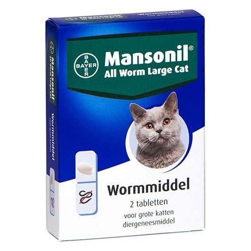 Mansonil Grote Kat All Worm Tabletten - BESTRIJDINGSARTIKELEN - BrokjesKoning.nl