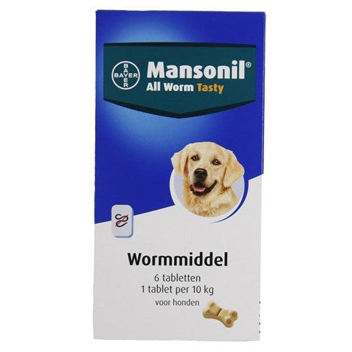 Mansonil Hond All Worm Tabletten - BESTRIJDINGSARTIKELEN - BrokjesKoning.nl