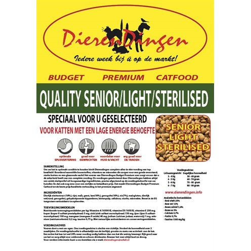 Merkloos Budget Premium Catfood Quality Senior / Light / Sterilised - DROOGVOER - BrokjesKoning.nl