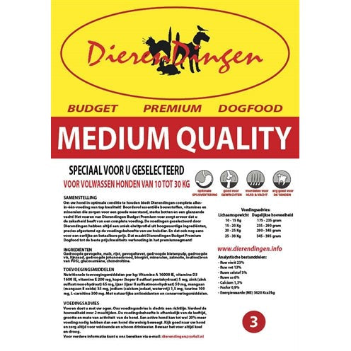Merkloos Budget Premium Dogfood Adult Medium - DROOGVOER - BrokjesKoning.nl