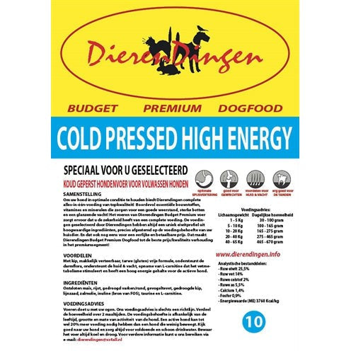 Merkloos Budget Premium Dogfood Cold Pressed High Energy - DROOGVOER - BrokjesKoning.nl