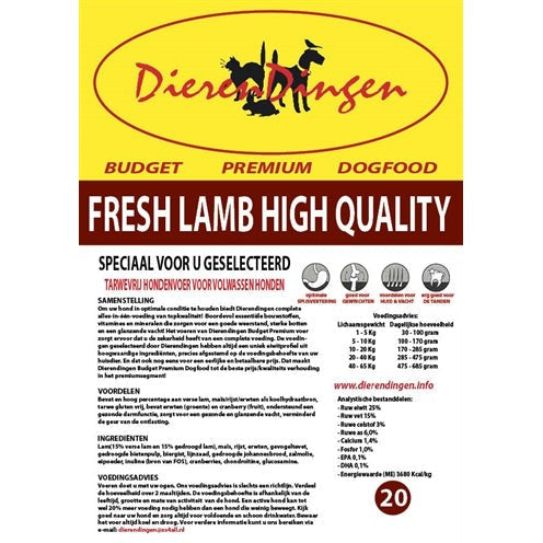 Merkloos Budget Premium Dogfood Fresh Lamb High Quality - DROOGVOER - BrokjesKoning.nl
