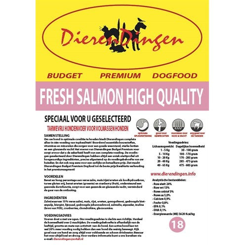 Merkloos Budget Premium Dogfood Fresh Salmon High Quality - DROOGVOER - BrokjesKoning.nl