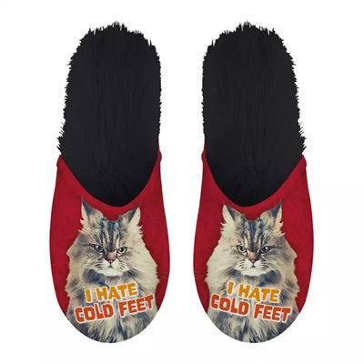 Merkloos Pantoffel I Hate Cold Feet Rood / Zwart - CADEAU ARTIKELEN - BrokjesKoning.nl