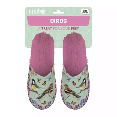 Merkloos Pantoffel Tuinvogels Groen / Roze - CADEAU ARTIKELEN - BrokjesKoning.nl