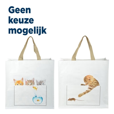 Merkloos Shoppingbag Kiekeboe Kat Assorti - CADEAU ARTIKELEN - BrokjesKoning.nl