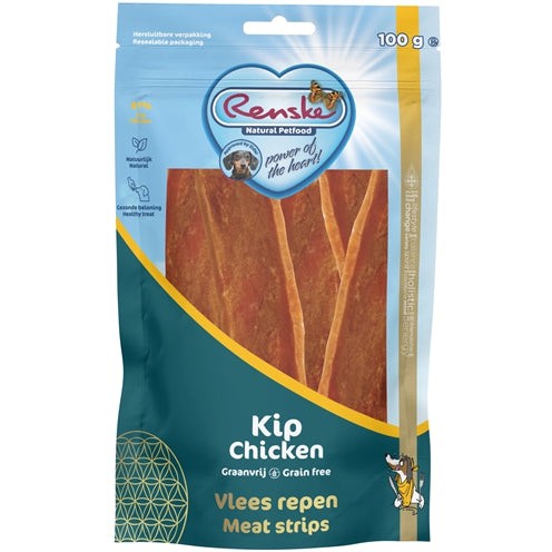 Renske Gezonde Beloning Vlees Strip Kip - SNACKS KAUW - BrokjesKoning.nl