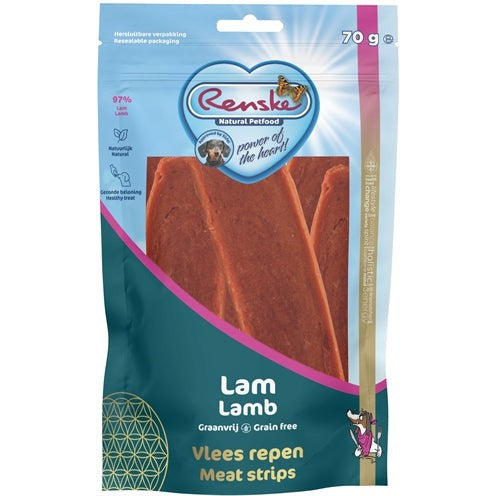 Renske Gezonde Beloning Vlees Strip Lam - SNACKS KAUW - BrokjesKoning.nl