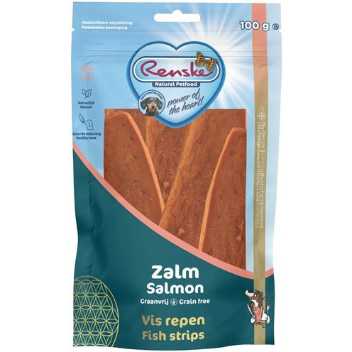 Renske Gezonde Beloning Vlees Strip Zalm - SNACKS KAUW - BrokjesKoning.nl