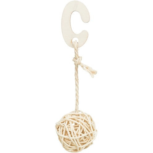 Trixie 3 Rotan Ballen Met Bel Aan Touw Naturel - SPEELGOED - BrokjesKoning.nl