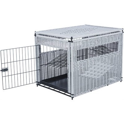 Trixie Bench Homekennel Polyrotan Lichtgrijs - DRAADKOOIEN - BrokjesKoning.nl