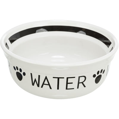 Trixie Drinkbak Hond Water Keramiek Wit / Zwart - VOER/DRINKBAKKEN - BrokjesKoning.nl