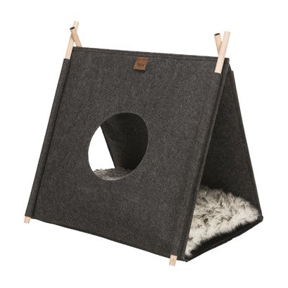 Trixie Kattenmand Tent Elfie Met Kussen Vilt Antraciet - BEDDEN/MANDEN/KUSSENS - BrokjesKoning.nl