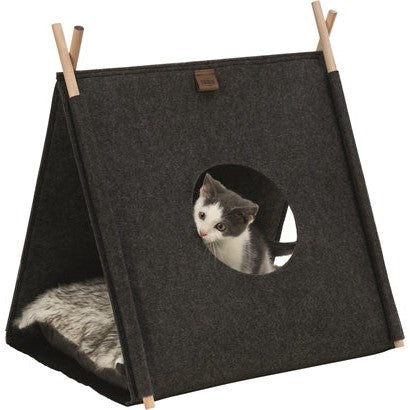 Trixie Kattenmand Tent Elfie Met Kussen Vilt Antraciet - BEDDEN/MANDEN/KUSSENS - BrokjesKoning.nl