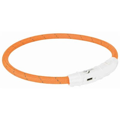 Trixie Lichtgevende Halsband Hond Flash Usb Tpu / Nylon Oranje - HALSBANDEN MET LICHTJES - BrokjesKoning.nl