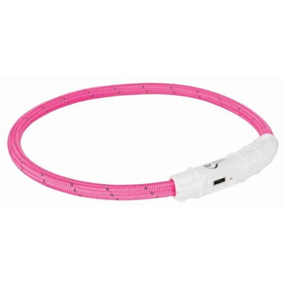 Trixie Lichtgevende Halsband Hond Flash Usb Tpu / Nylon Roze - HALSBANDEN MET LICHTJES - BrokjesKoning.nl