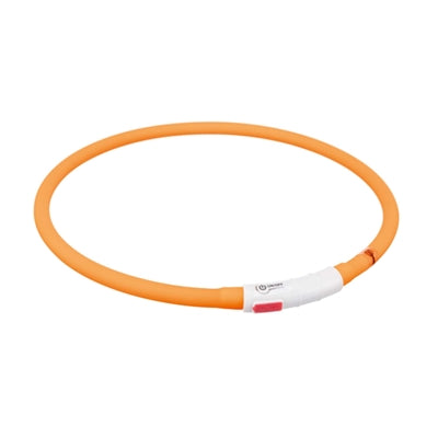 Trixie Lichtgevende Halsband Hond Usb Siliconen Oplaadbaar Oranje - HALSBANDEN MET LICHTJES - BrokjesKoning.nl