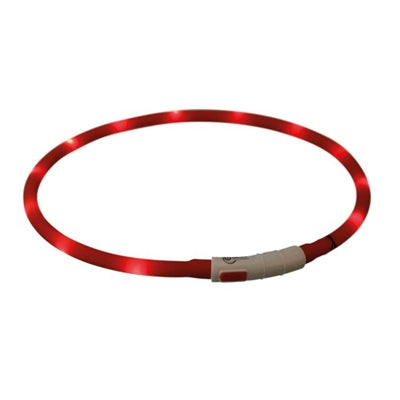 Trixie Lichtgevende Halsband Hond Usb Siliconen Oplaadbaar Rood - HALSBANDEN MET LICHTJES - BrokjesKoning.nl