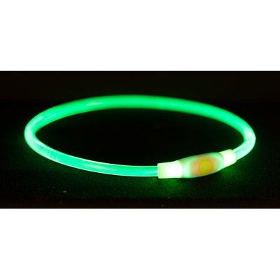 Trixie Lichtgevende Halsband Usb Flash Light Oplaadbaar Tpu Groen - HALSBANDEN MET LICHTJES - BrokjesKoning.nl